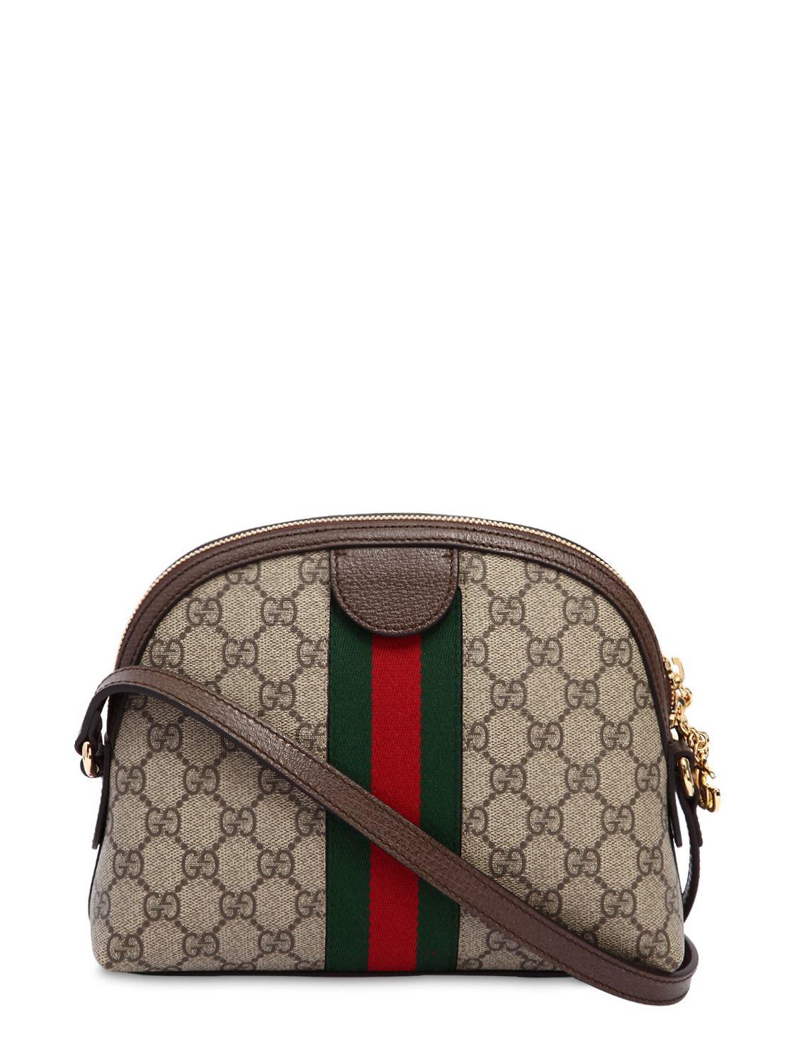 Gucci Leather Ophidia GG Small Shoulder Bag in Brown - Lyst