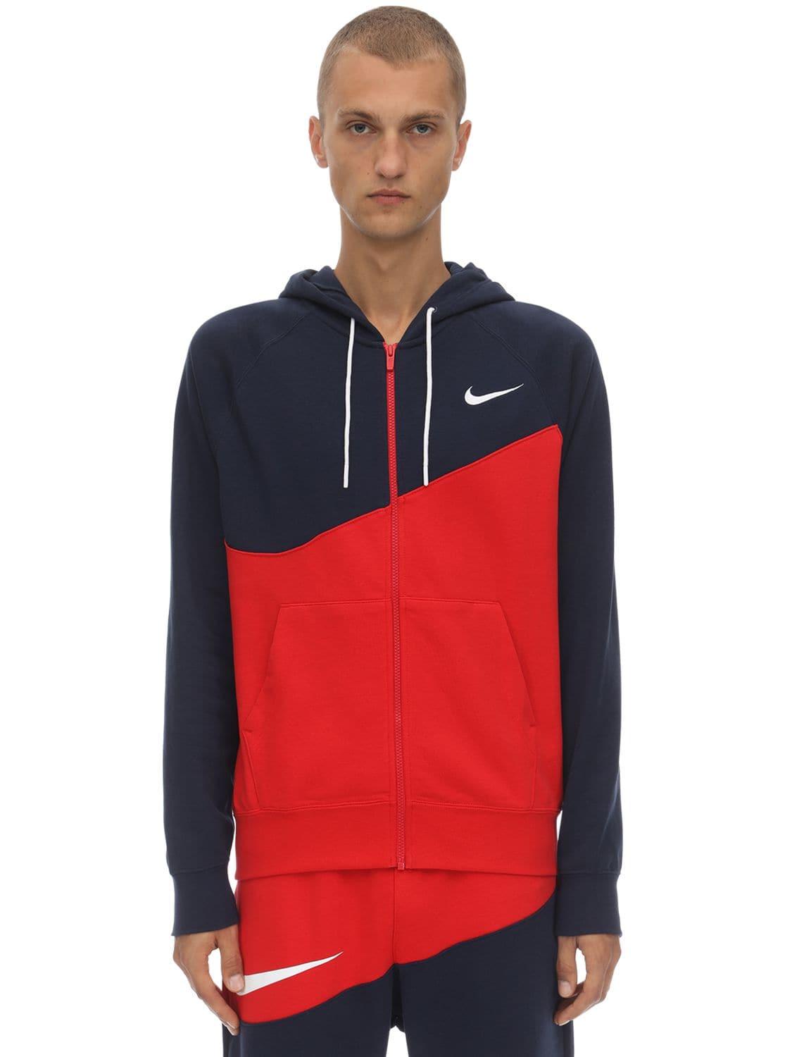 Nike Nsw Swoosh Fz Ft Cotton Blend Hoodie in Blue for Men | Lyst