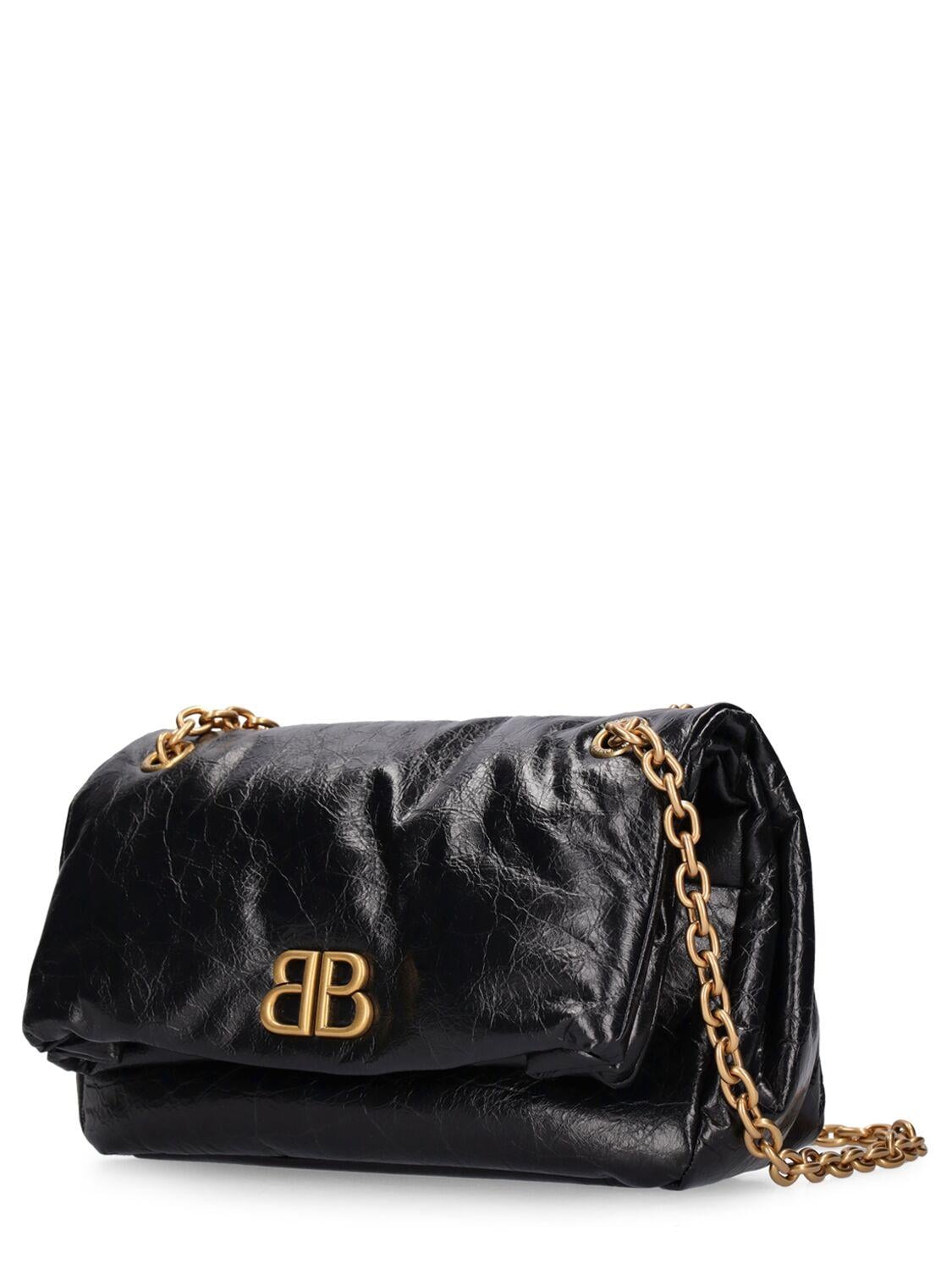 Balenciaga レディース ブラック Small Monaco レザーショルダーバッグ 