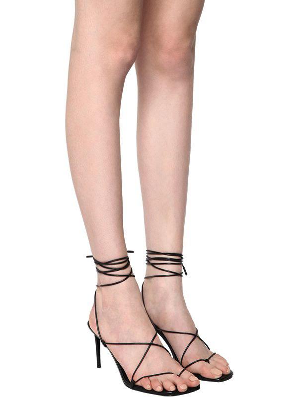 Saint Laurent  Paris Minimalist leather sandals  NETAPORTERCOM   Модные босоножки Эспадрильи Тонкие ремешки