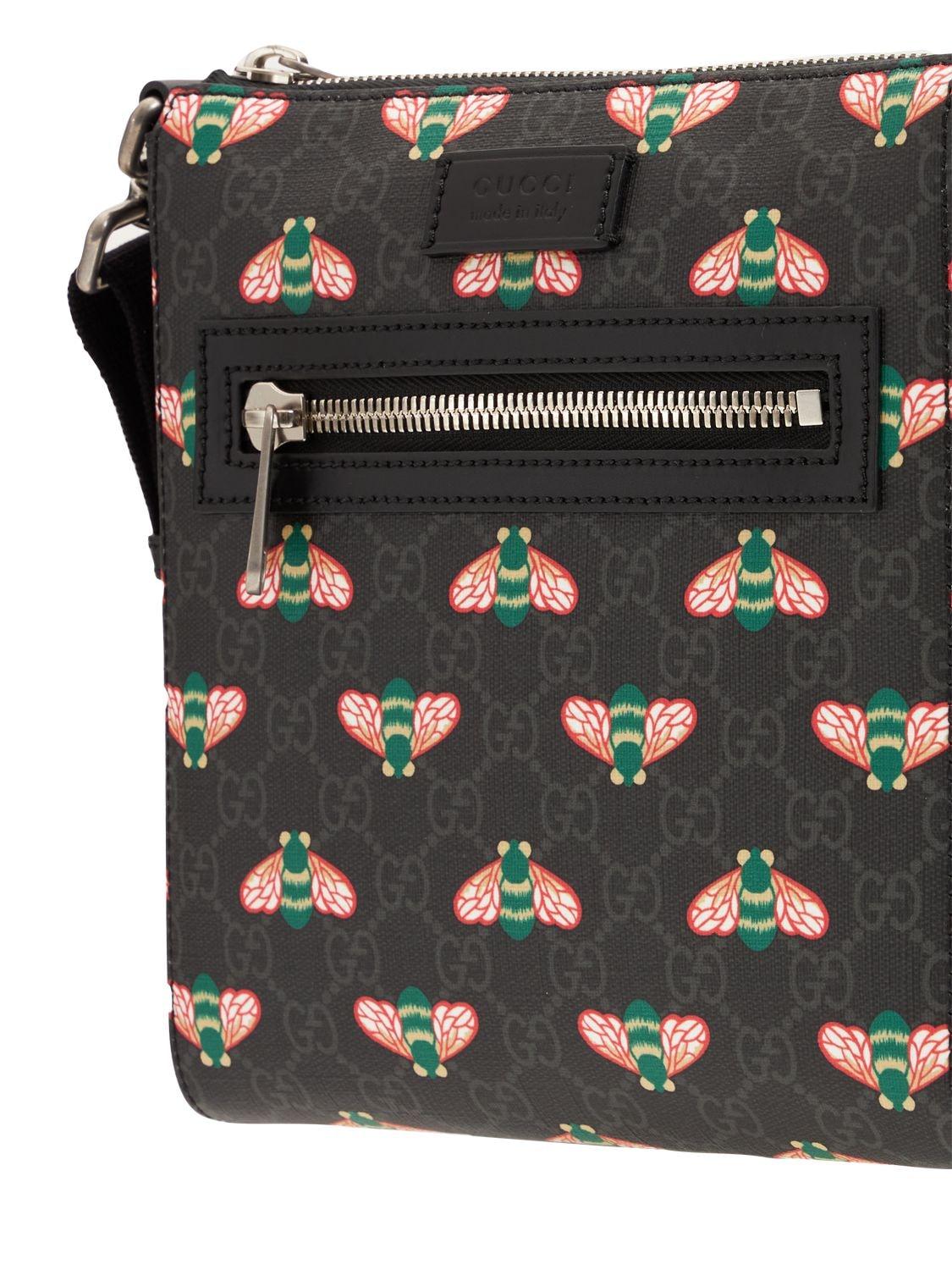 Gucci Bestiary Bee Monogram Black Coated Canvas Messenger Bag