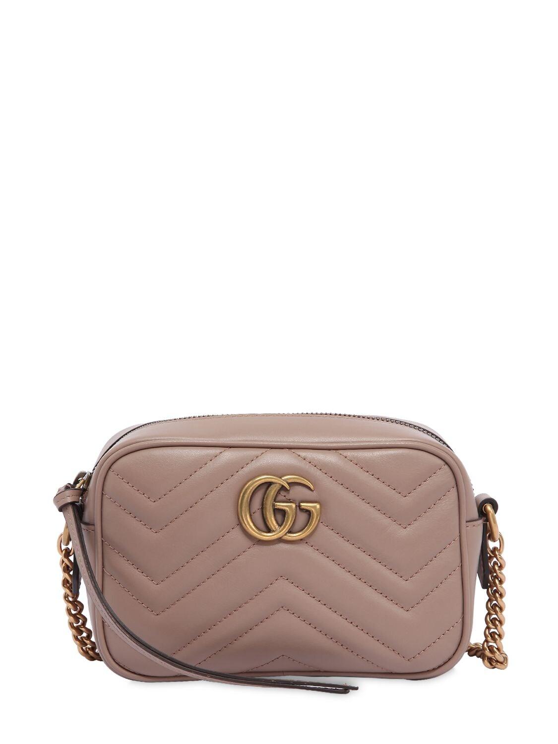 Gucci Mini Gg Marmont 2.0 Leather Camera Bag in Brown - Lyst