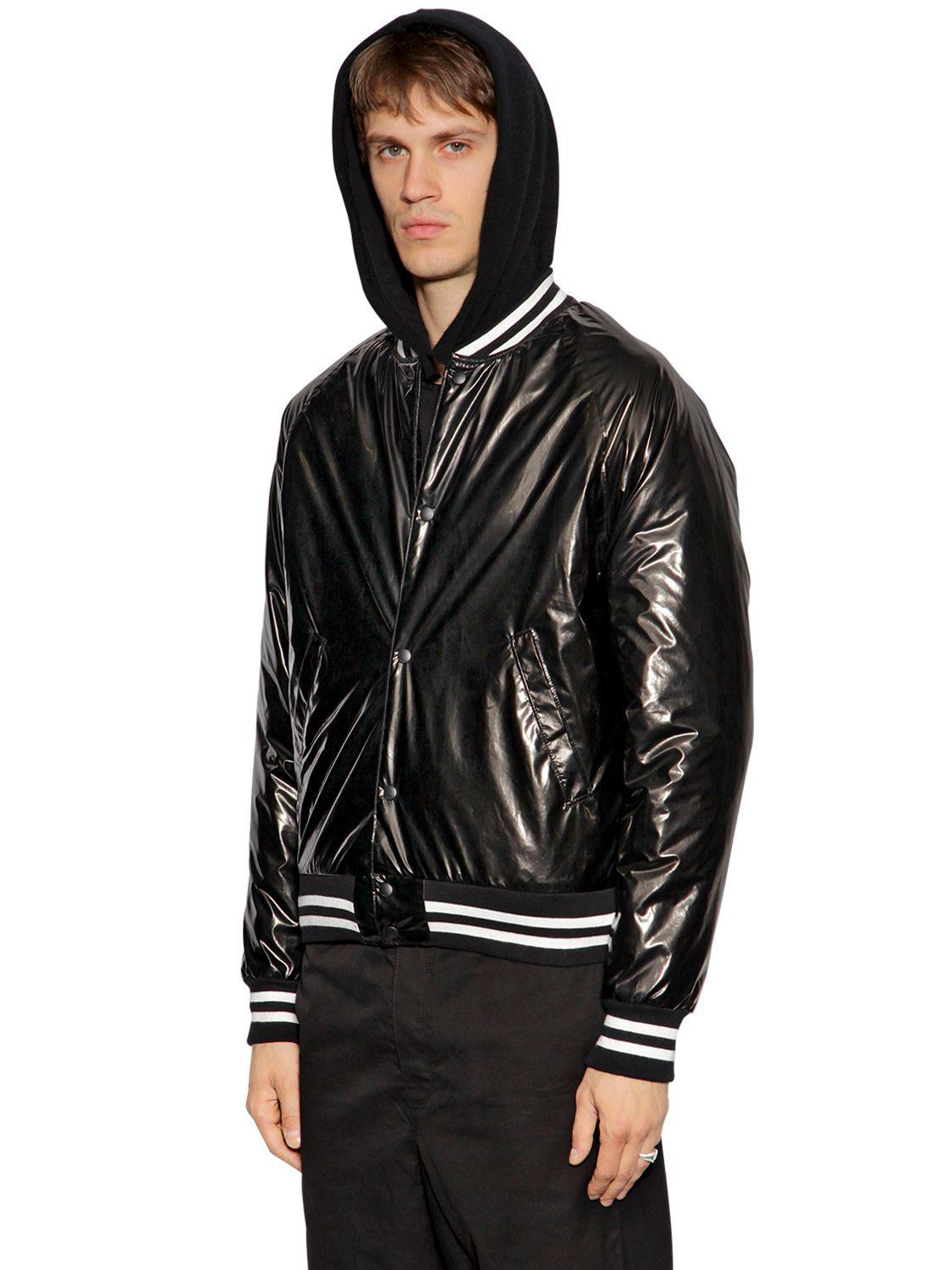 RTA Synthetic Logo Embroidered Shiny Bomber Jacket in Black for Men - Lyst