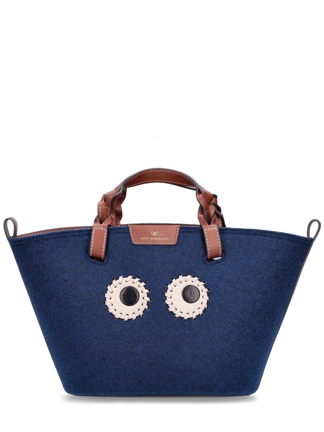 Anya Hindmarch Small Eyes Recycled Felt Tote Bag in Blue Lyst
