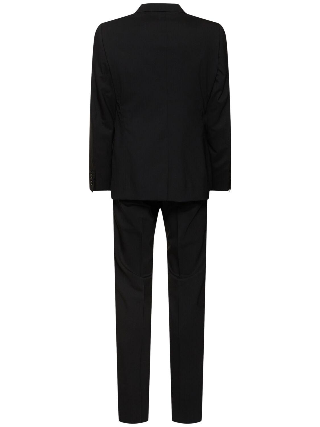 Dolce & Gabbana メンズ ブラック ストレッチウールダブルツーピース 
