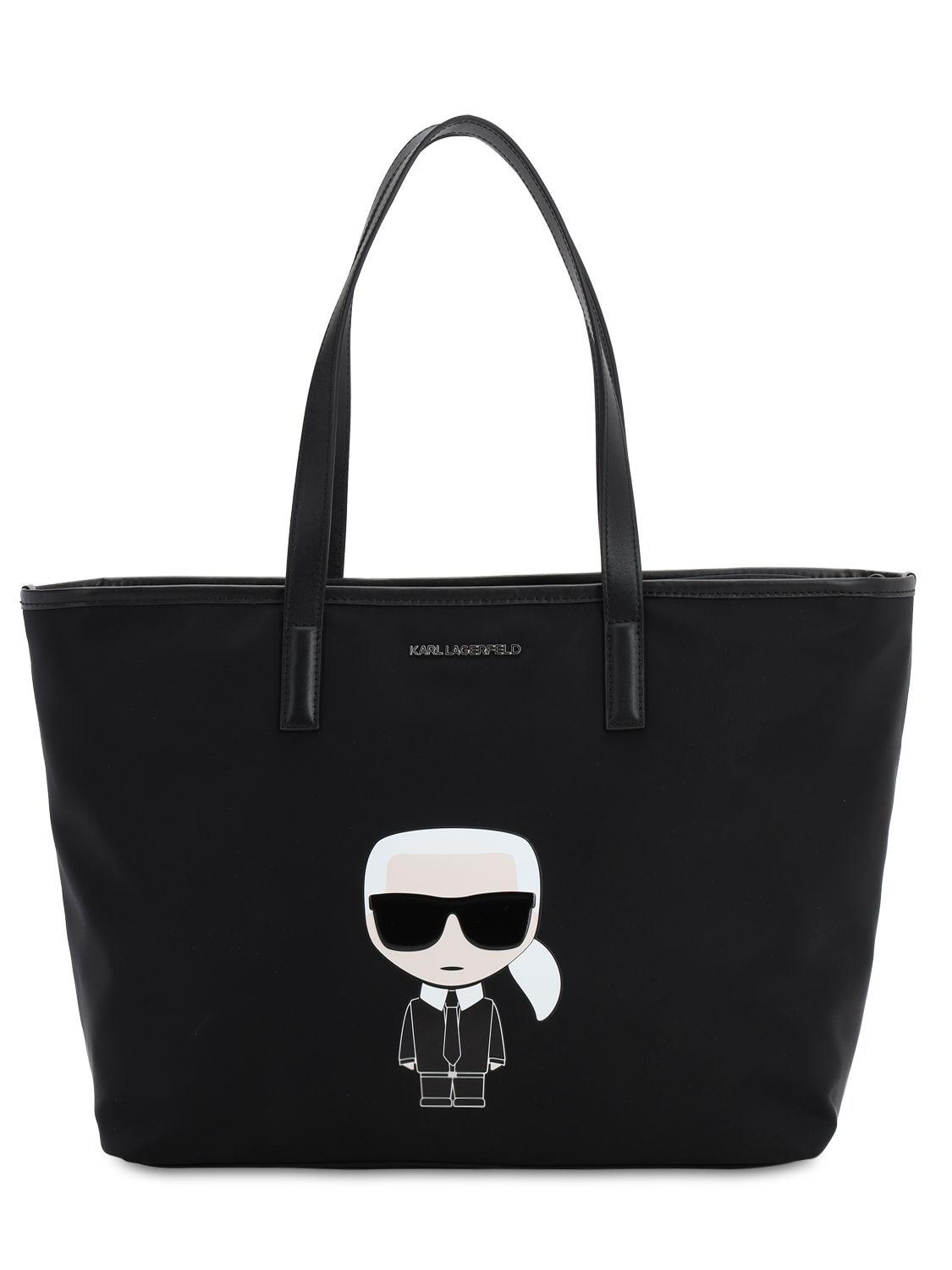 Karl Lagerfeld K/ikonik Karl Tote Bag W/leather in Black | Lyst