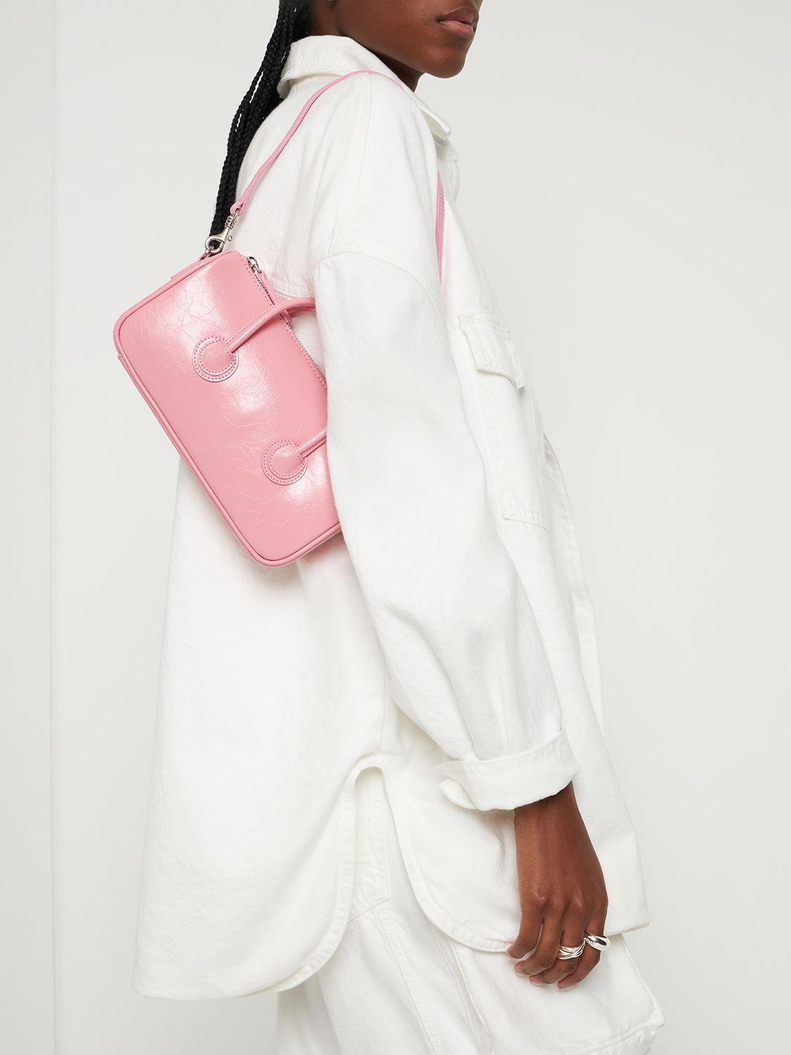 Marge Sherwood Log Leather Top Handle Bag In Candy Pink