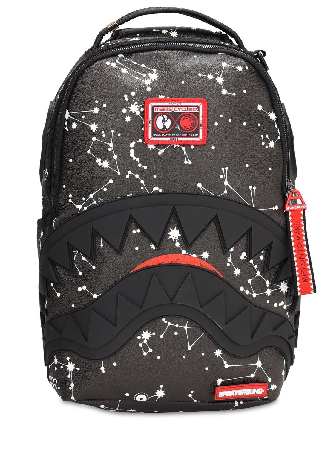 Sprayground Rubber Sharkstellation Faux Leather Backpack in Black for