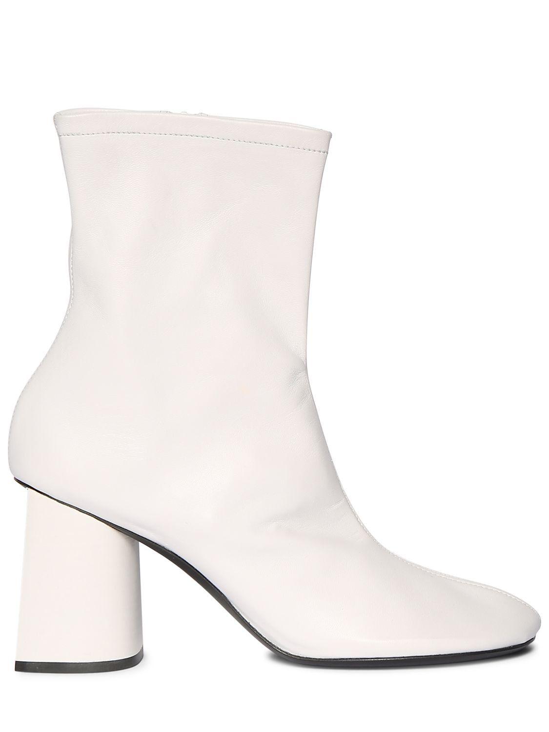 Balenciaga 80mm Glove Shiny Leather Ankle Boots in White | Lyst