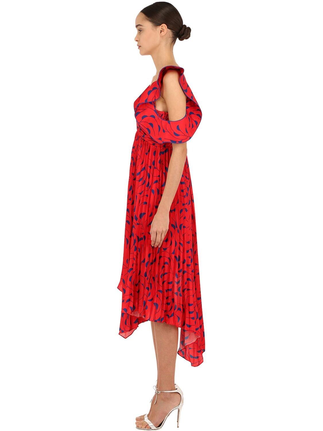 Self portrait red top and blue dress