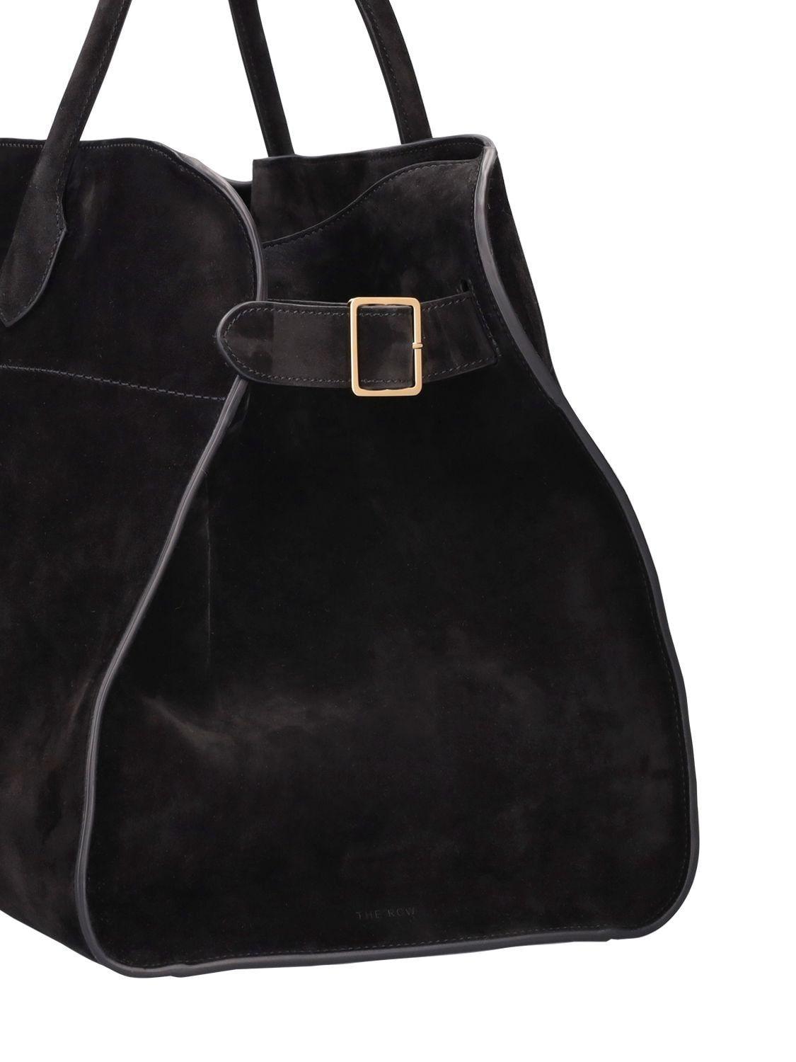 The Row, Soft Margaux 17 black suede bag
