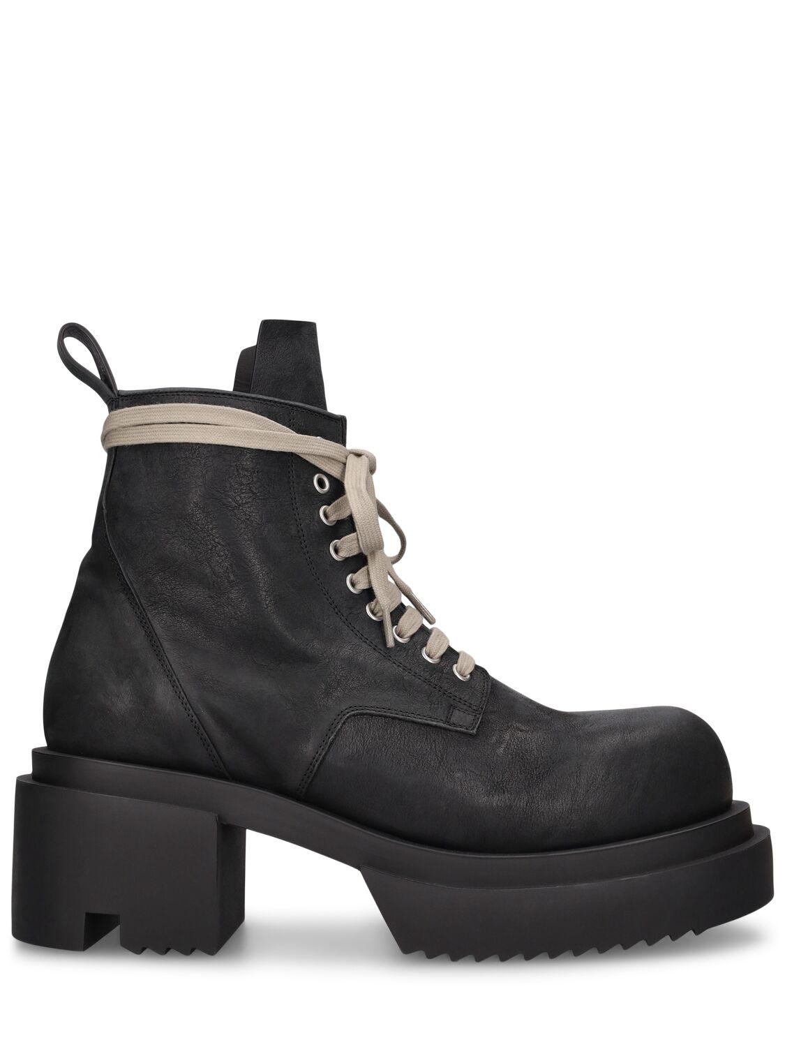 Rick Owens Low Army Bogun Leather Boots in Black for Men | Lyst