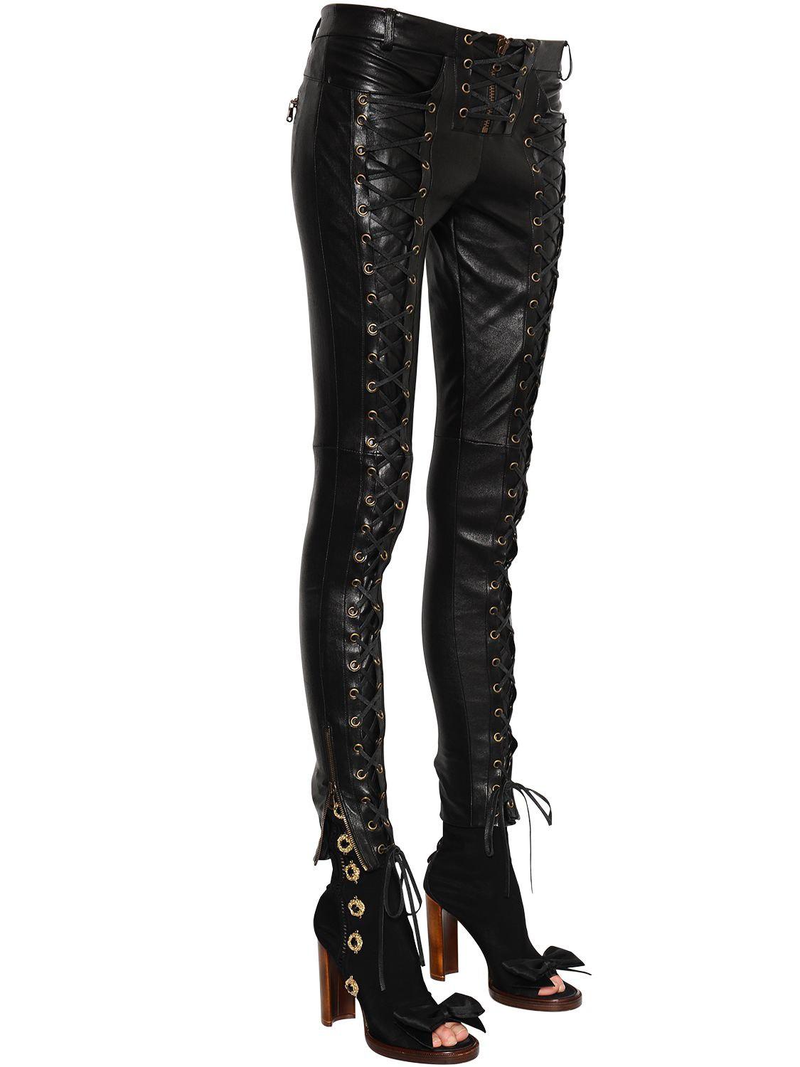 Redemption Lace-up Skinny Leather Pants 