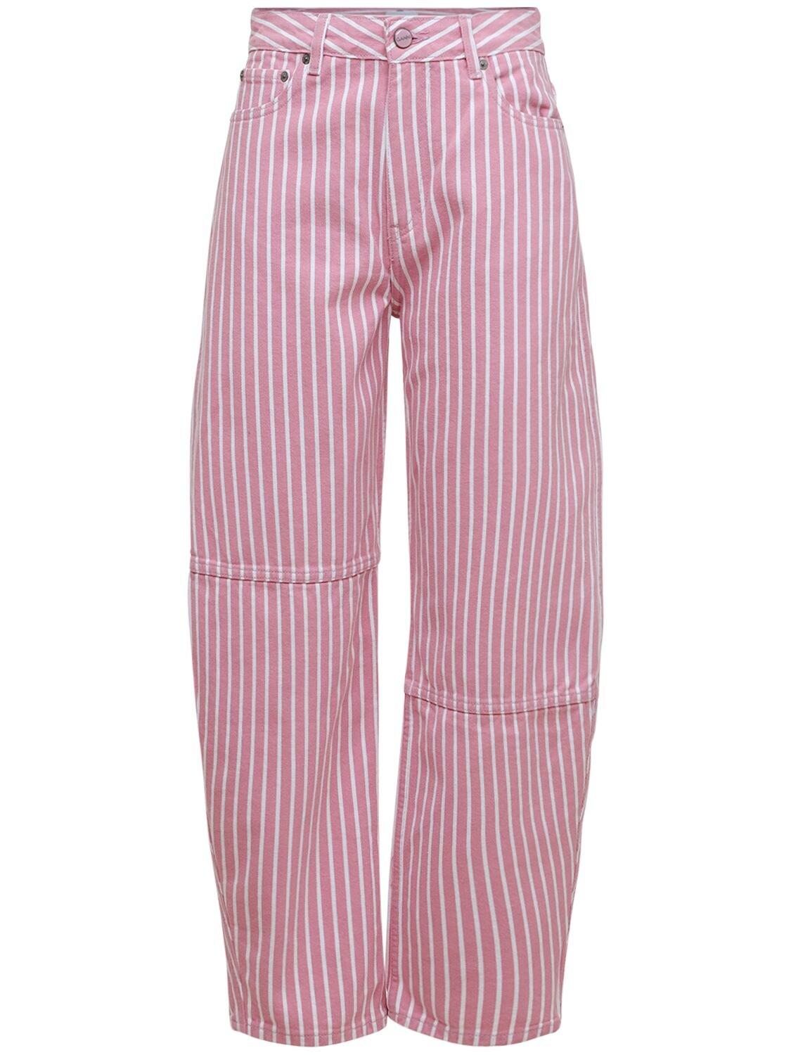 Ganni Striped Cotton Denim Jeans in 