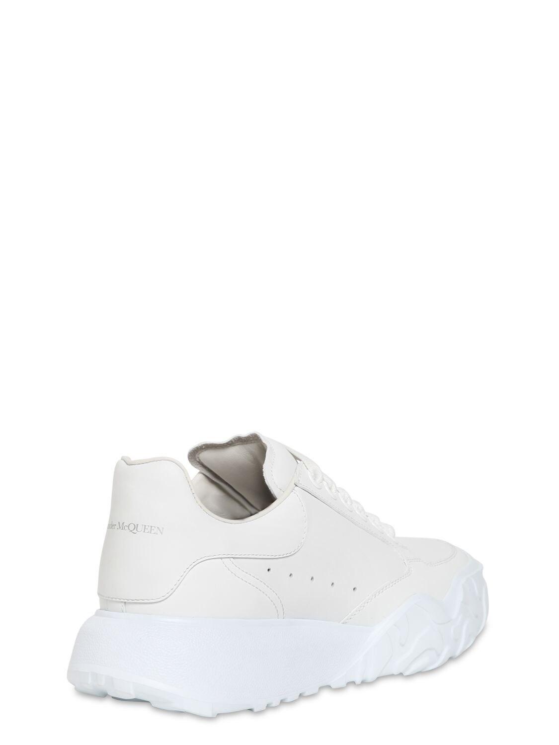 alexander mcqueen white leather court sneakers