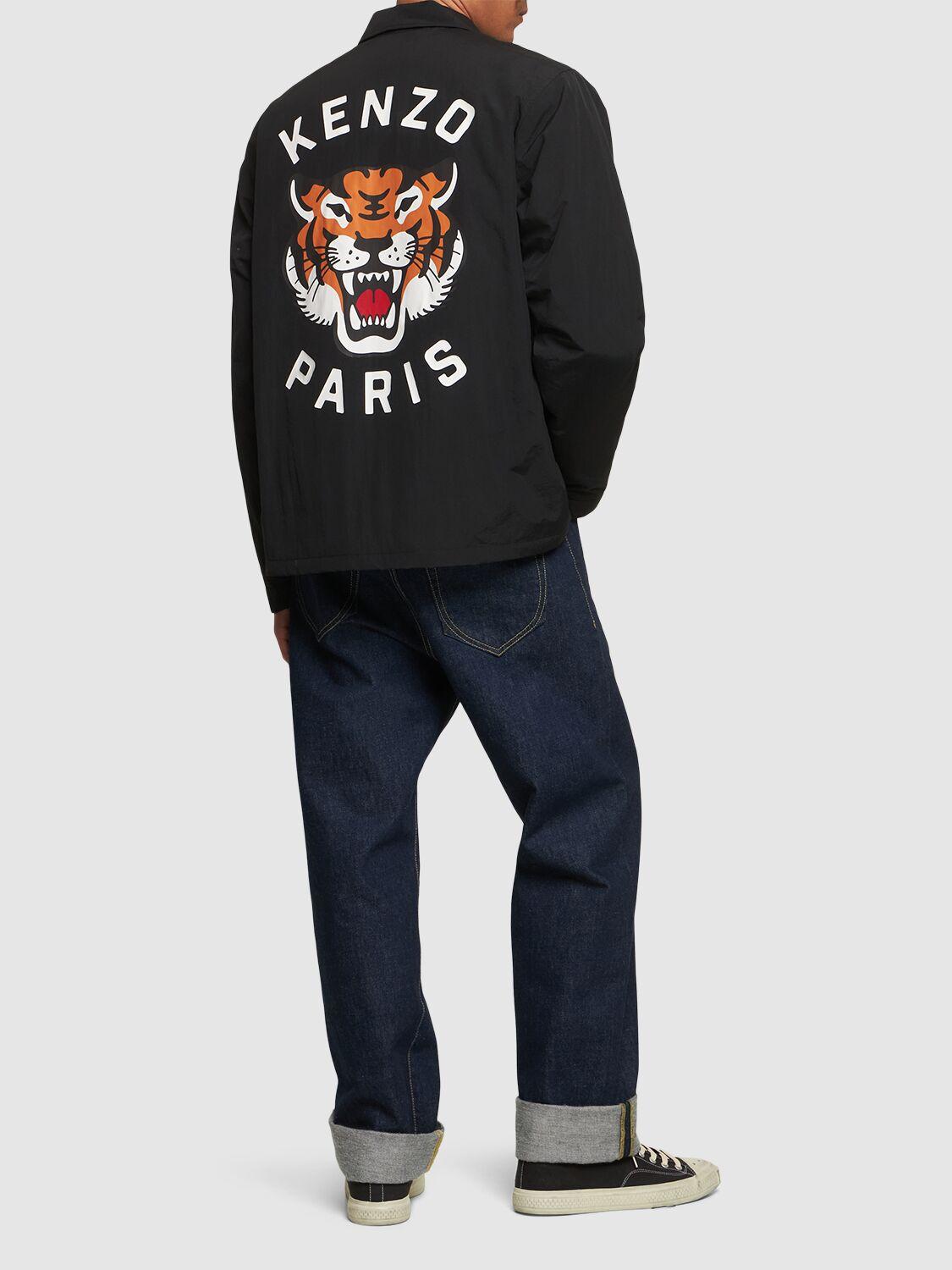 KENZO メンズ ブラック Tiger ナイロンコーチジャケット ジャケット