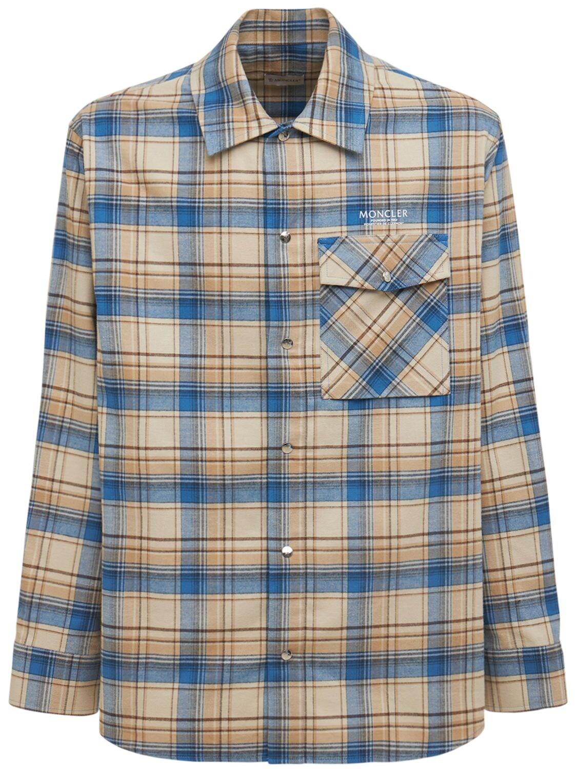 Moncler Plaid Cotton Flannel Shirt in 