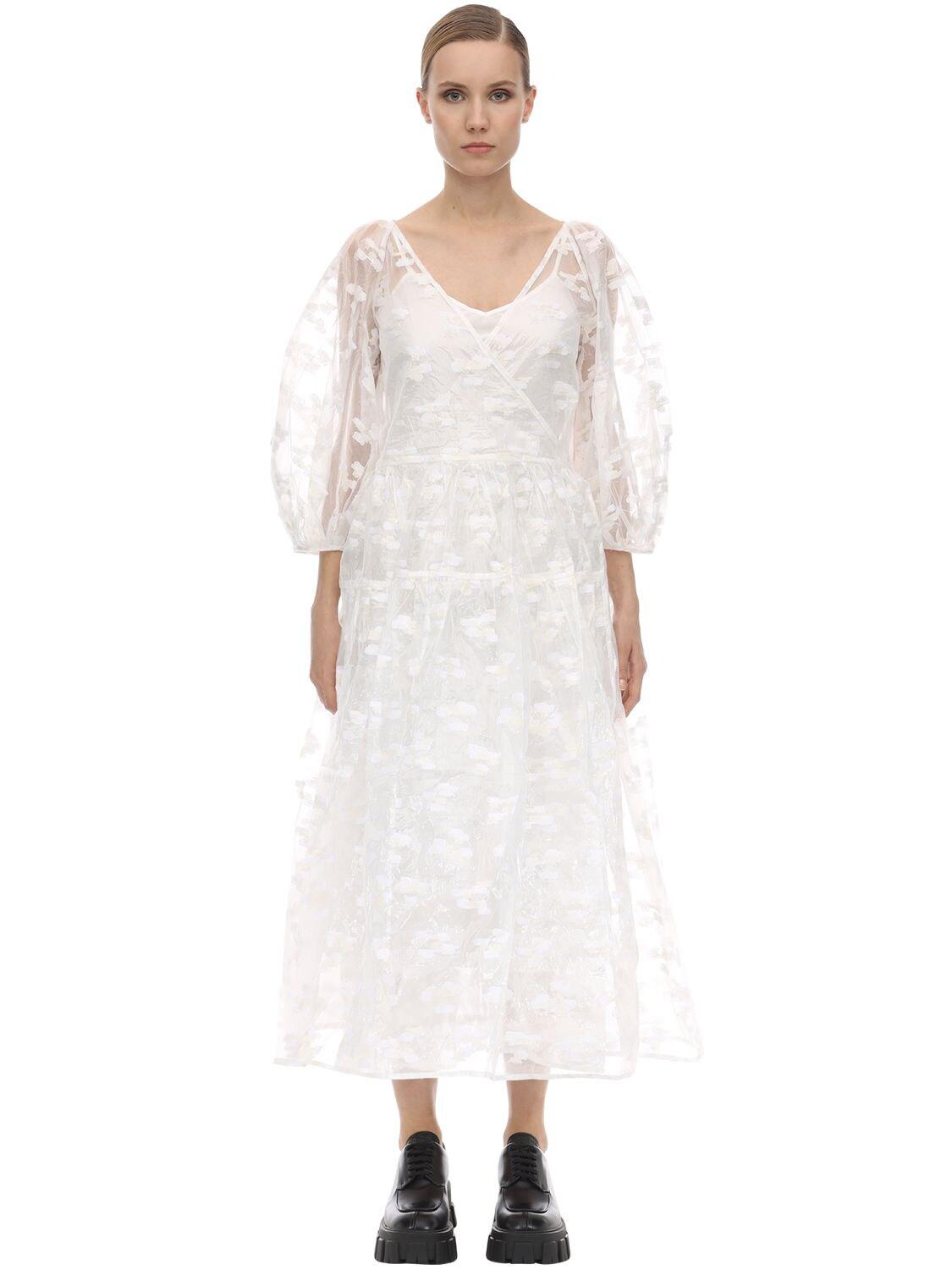 Cecilie Bahnsen Regitze Fil Coupé Organza Wrap Dress in White | Lyst Canada