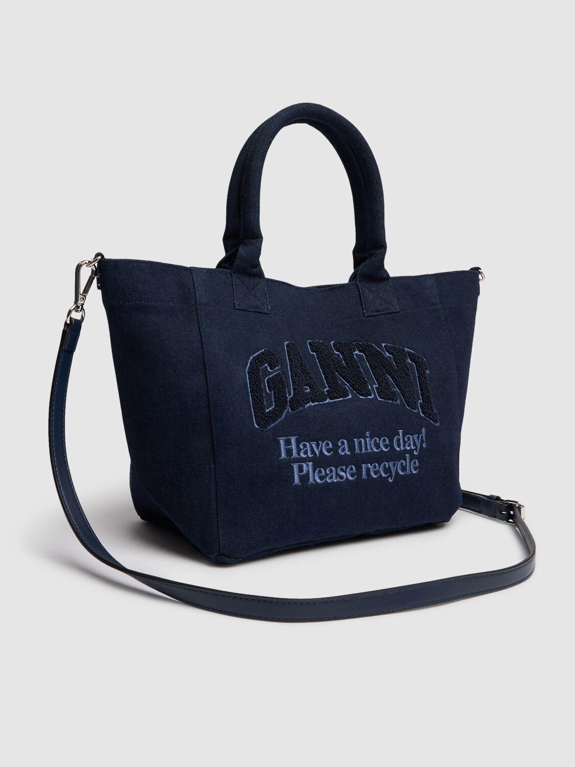 Ganni Small Easy Shopper Canvas Bag in Blue | Lyst