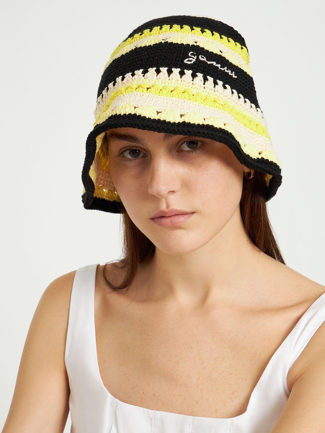 Logo cotton crochet bucket hat