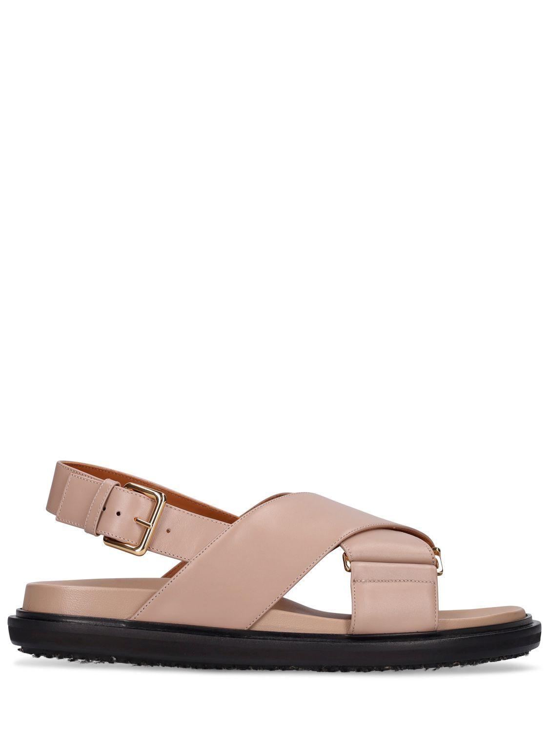Marni 20mm Fussbett Leather Sandals in Brown | Lyst