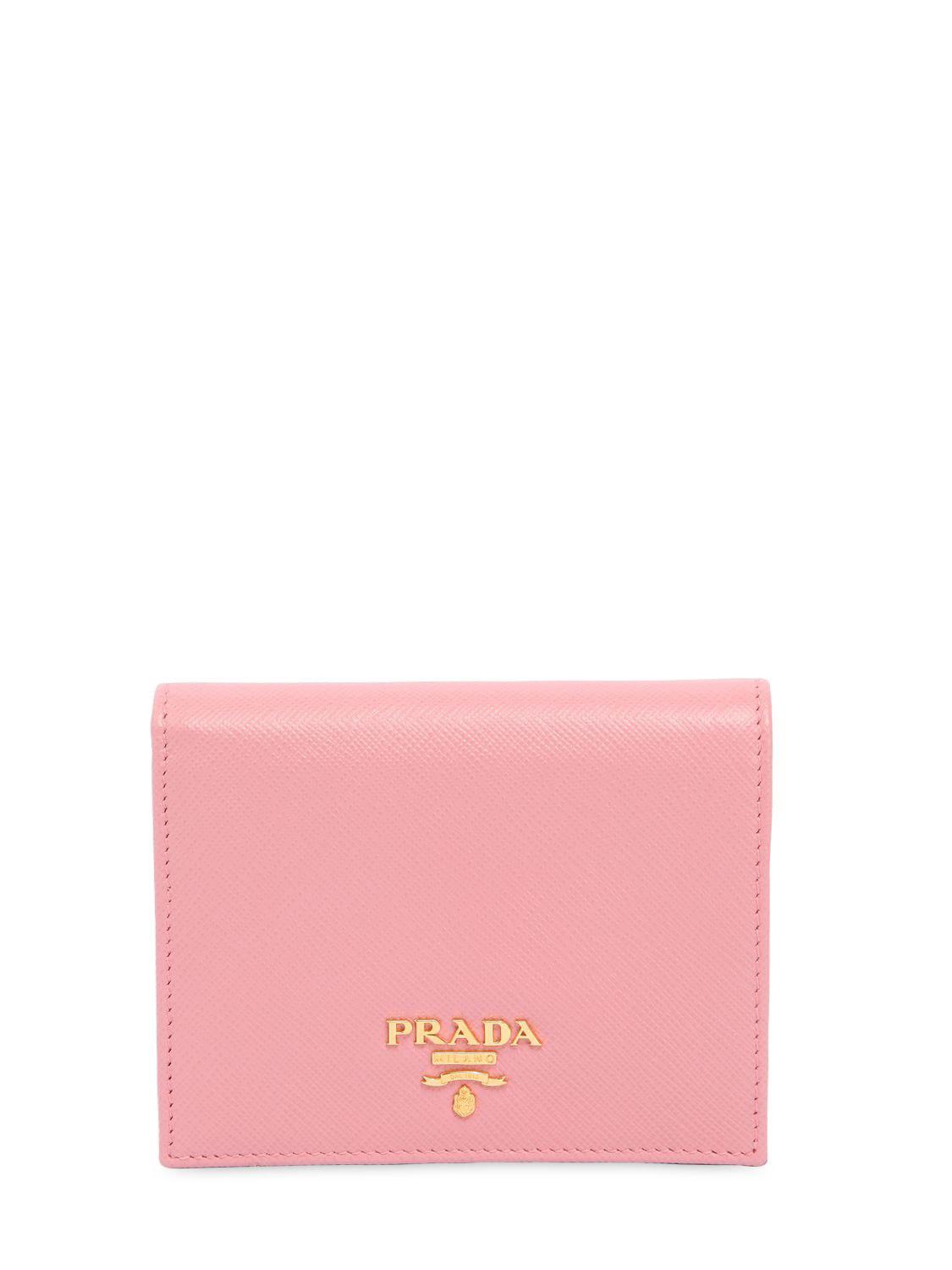 Prada Small Leather Wallet in Pink