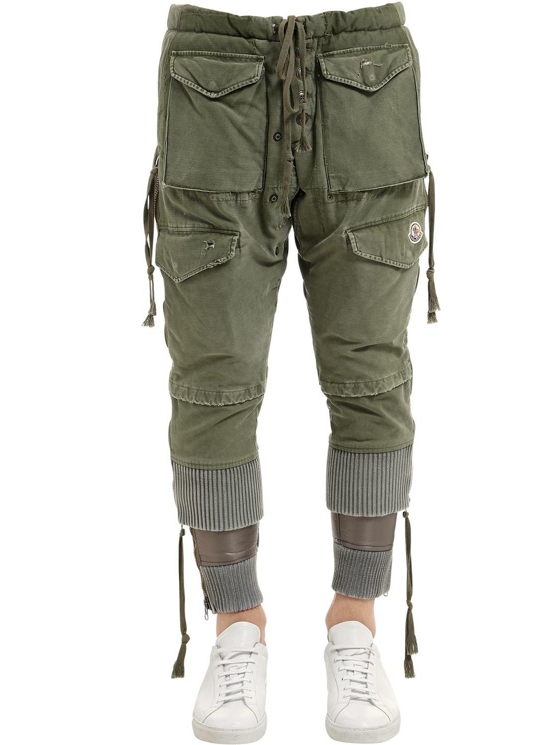 Moncler Greg Lauren Collide Cotton Cargo Pants in Green for Men | Lyst