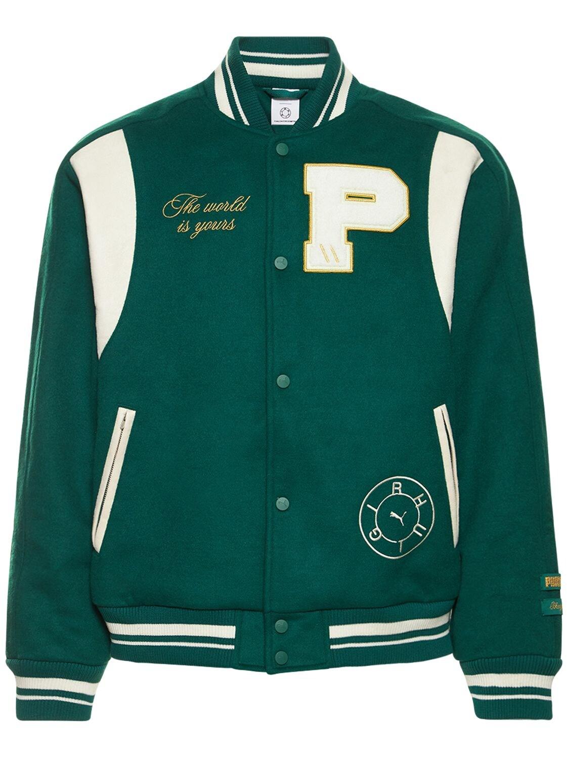 PUMA Rhuigi Varsity Jacket in Green for Men | Lyst UK