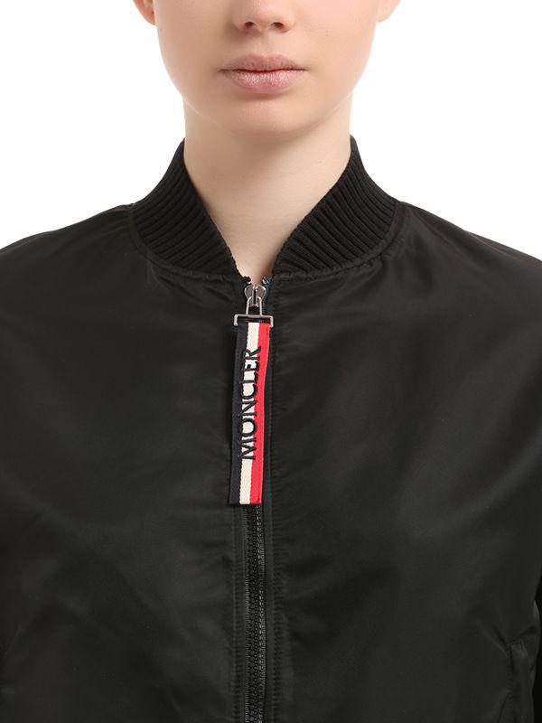 Moncler Synthetic Actinote Nylon Satin Bomber Jacket in Black - Lyst