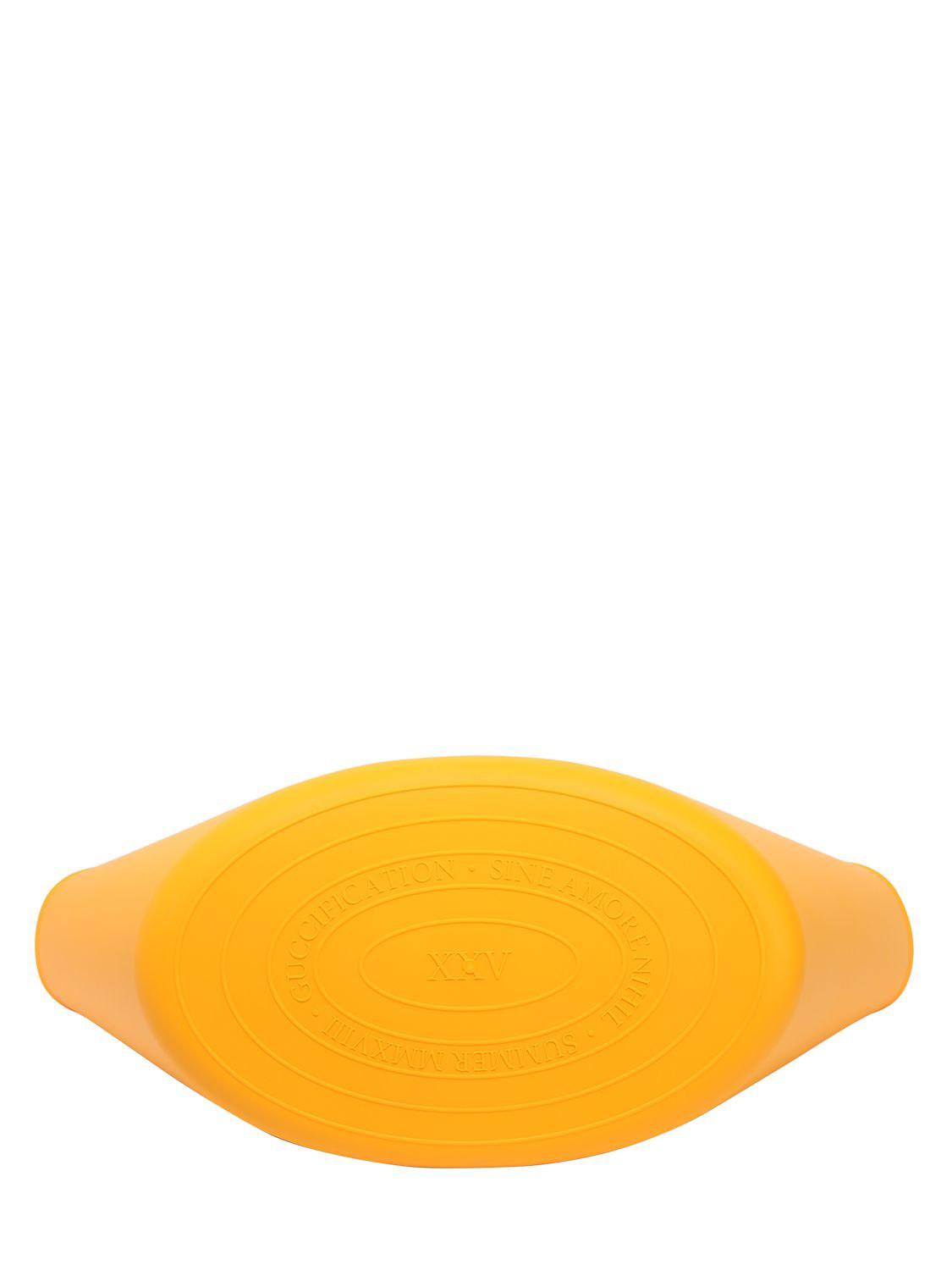 gucci yellow logo rubber tote