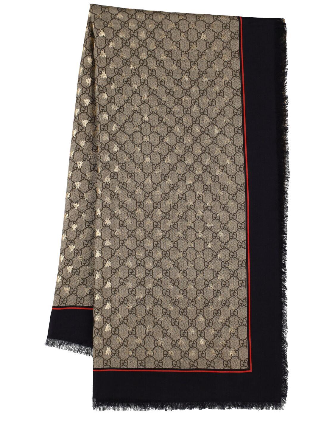 Gucci gg & Bee Print Modal & Silk Blend Scarf | Lyst UK