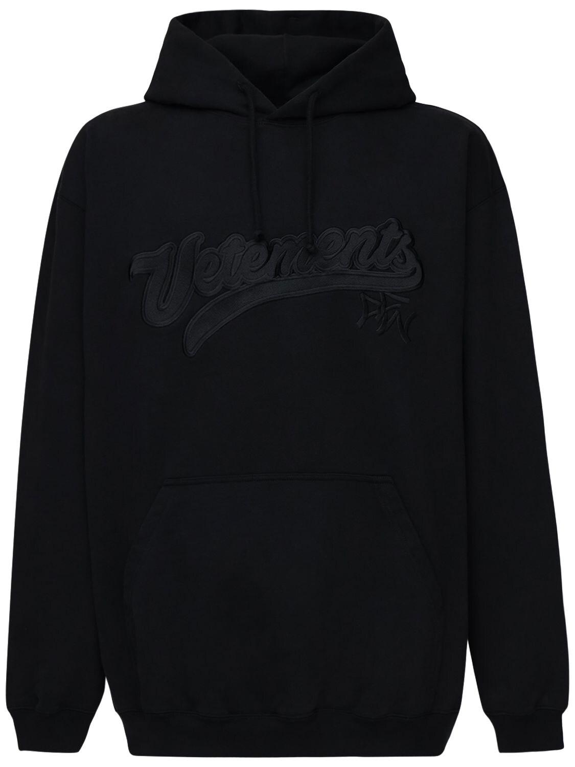 Vetements Hip Hop Embroidery Cotton Blend Hoodie in Black for Men - Lyst