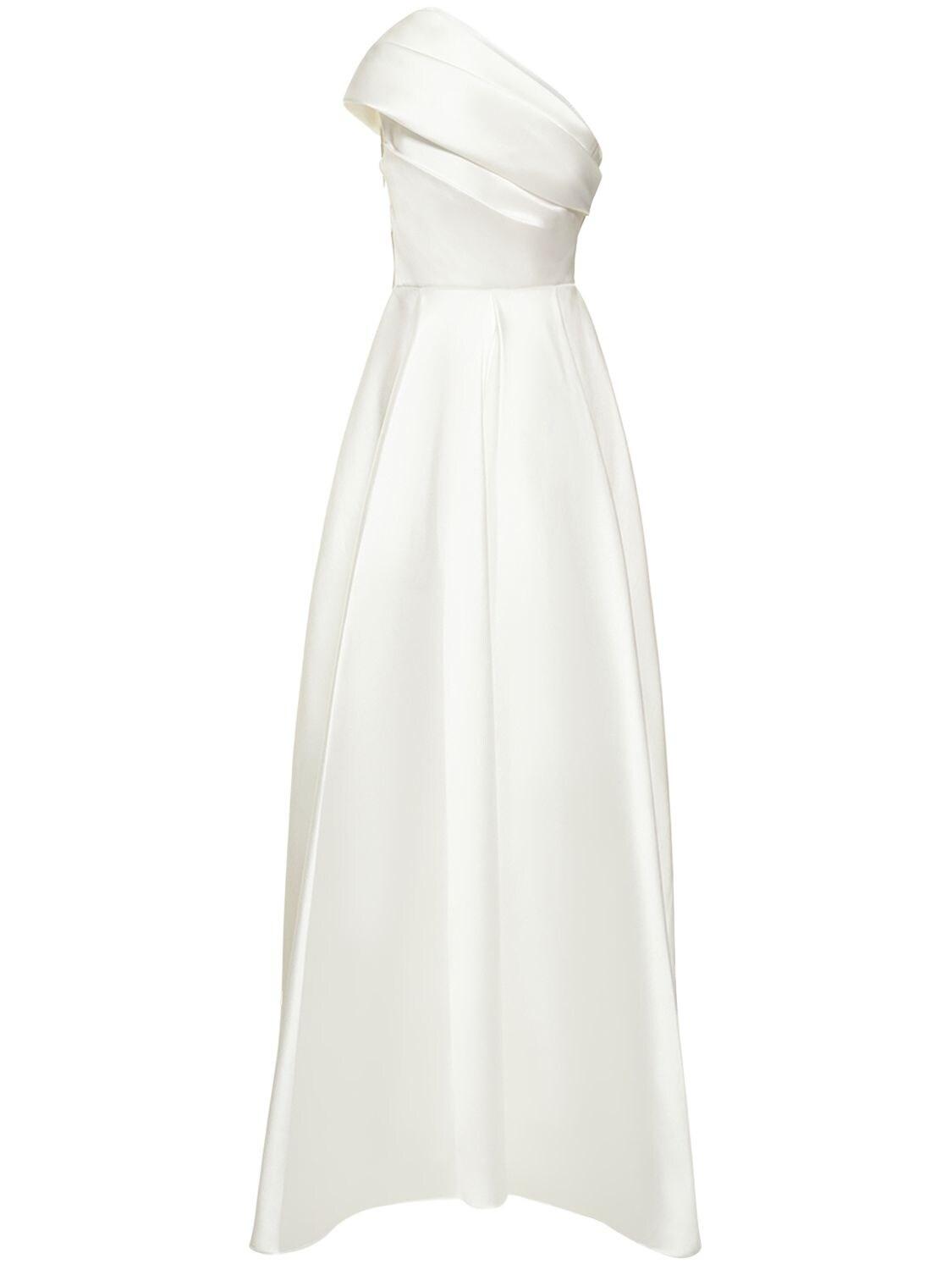 Solace London Alba One Shoulder Twill Maxi Dress in White | Lyst UK