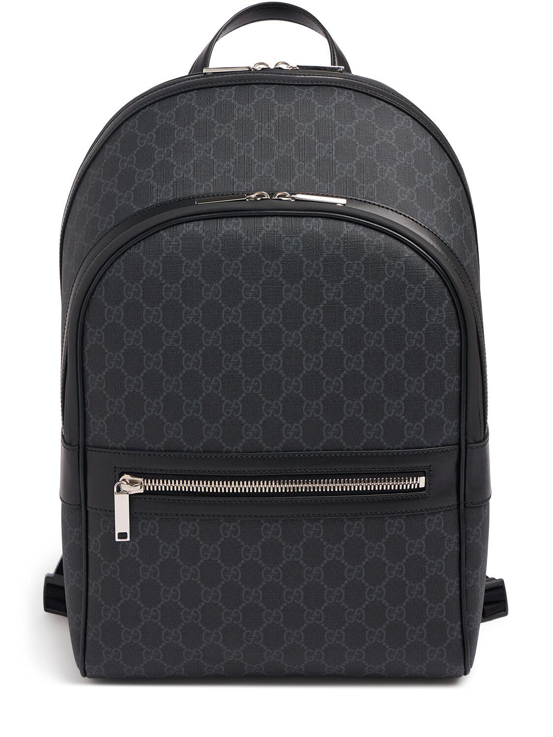 Gucci メンズ ブラック Gg Supreme キャンバスバックパック バック  