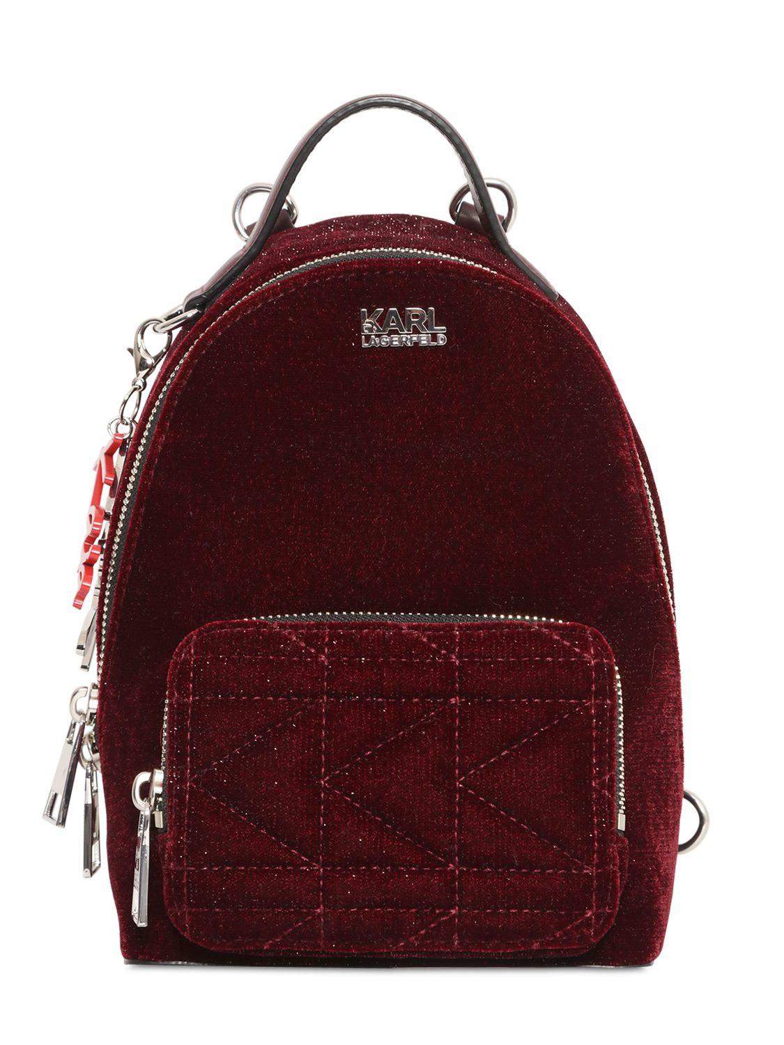 Karl Lagerfeld Karl X Kaia Glitter Velvet Mini Backpack Lyst