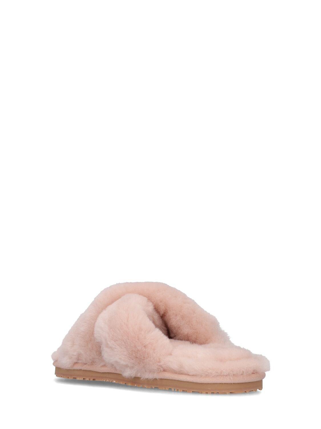 Mou 10mm Criss Cross Shearling Slippers in Light Pink (Pink) | Lyst