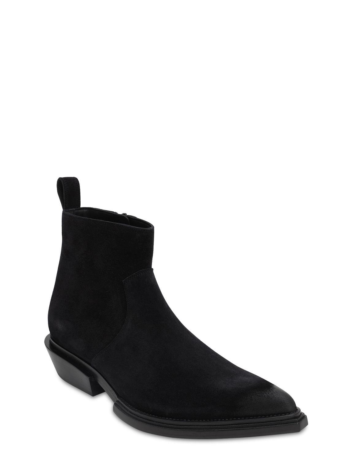 Balenciaga Santiago Suede Leather Boots in Black for Men | Lyst