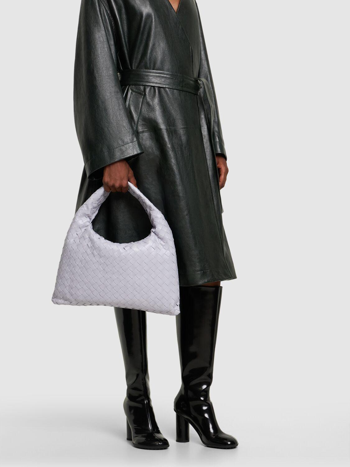 Black Hop small Intrecciato-leather shoulder bag