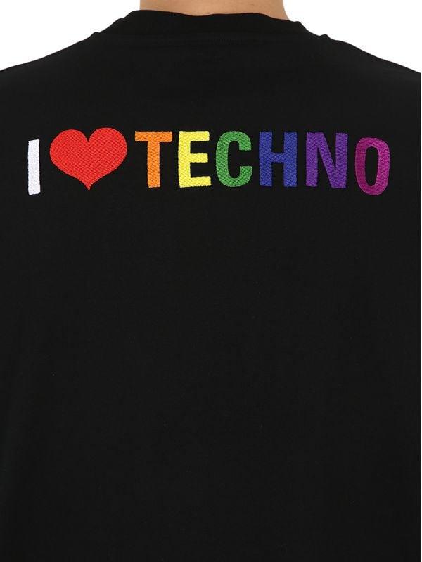 Balenciaga I Love Techno Embroidered Cotton T-shirt in Black for Men | Lyst