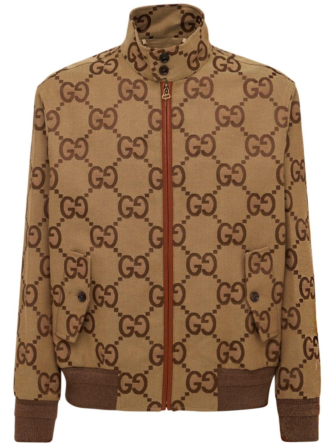 Gucci Jumbo Gg Canvas Jacket in Brown for Men | Lyst