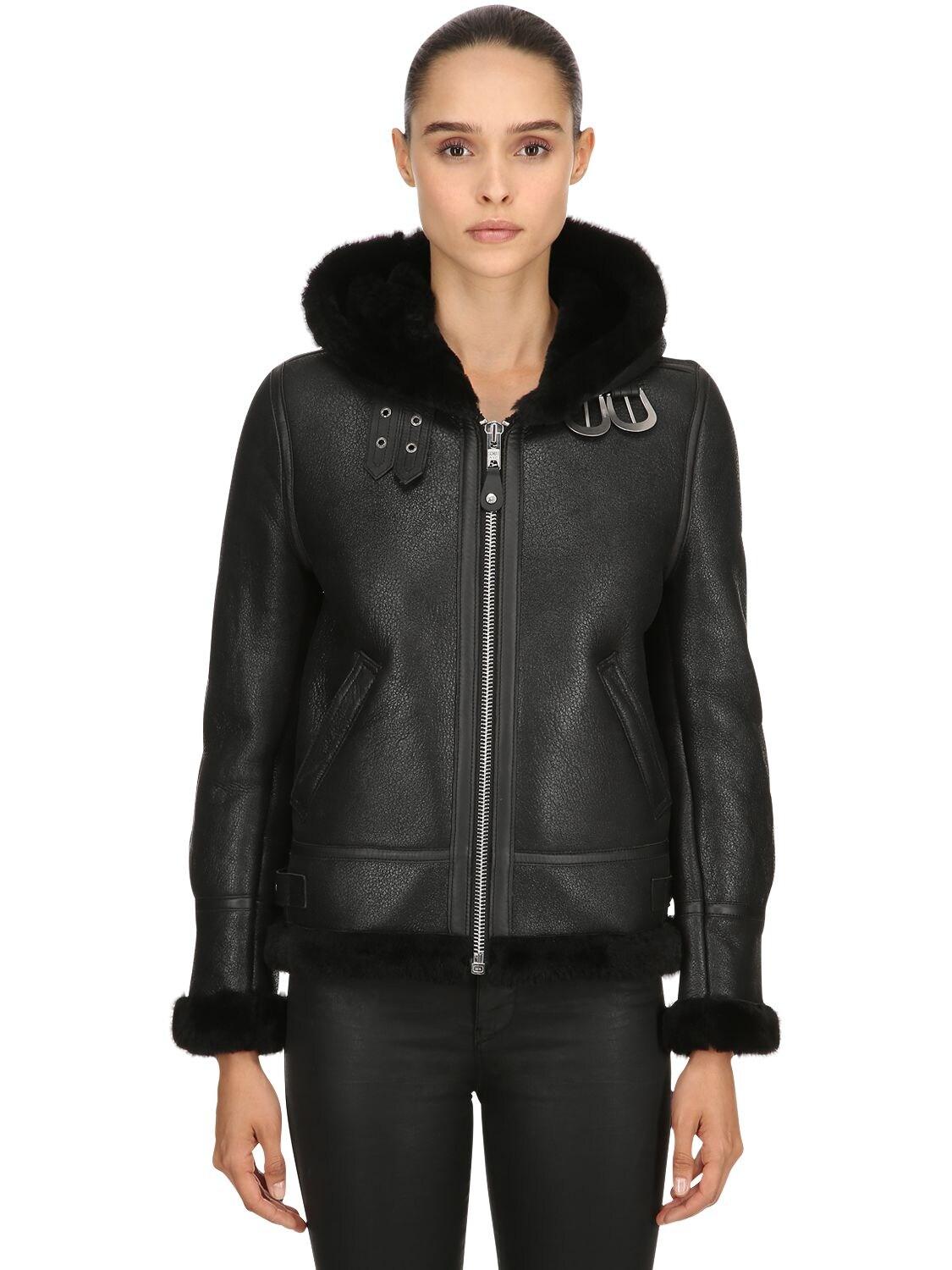 Schott Nyc Lcw 1257 Hooded Leather Aviator Jacket in Black - Lyst