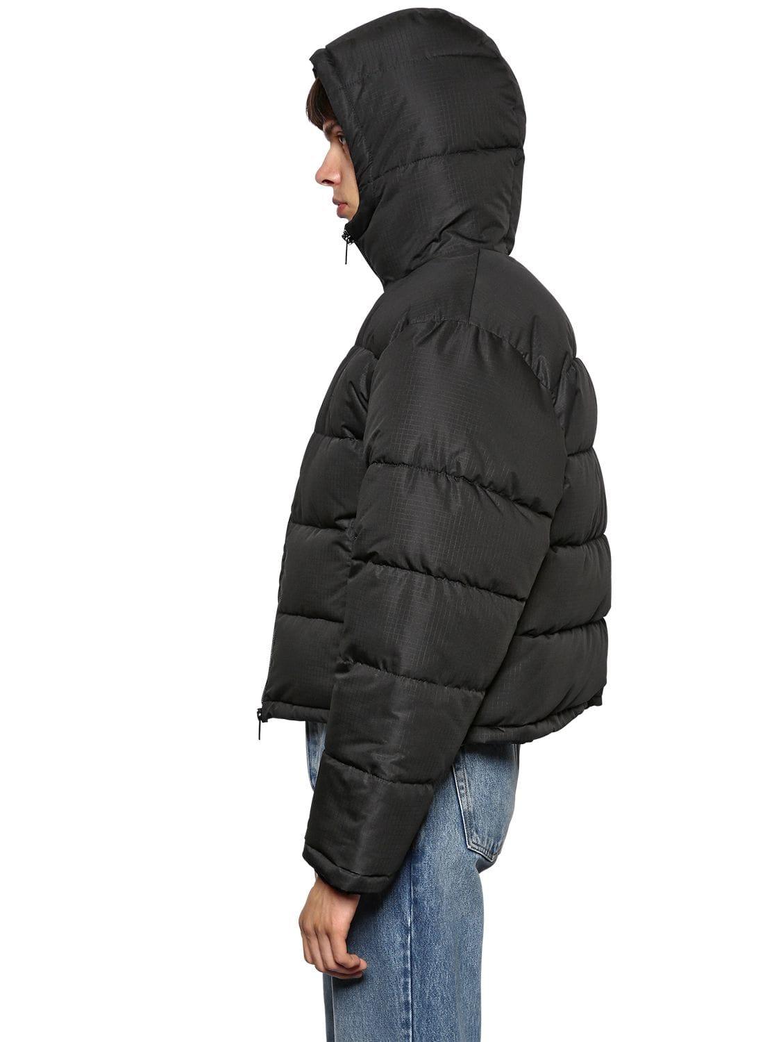 Balenciaga Hooded Nylon Cropped Puffer Jacket in Black for Men | Lyst