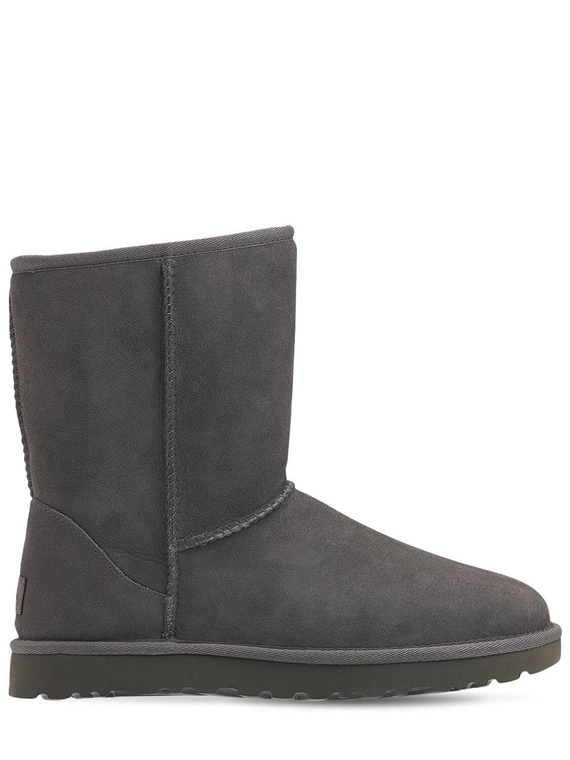 UGG Suede 10mm Classic Short Ii Shearling Boots in Grey (Black) - Save 21%  | Lyst