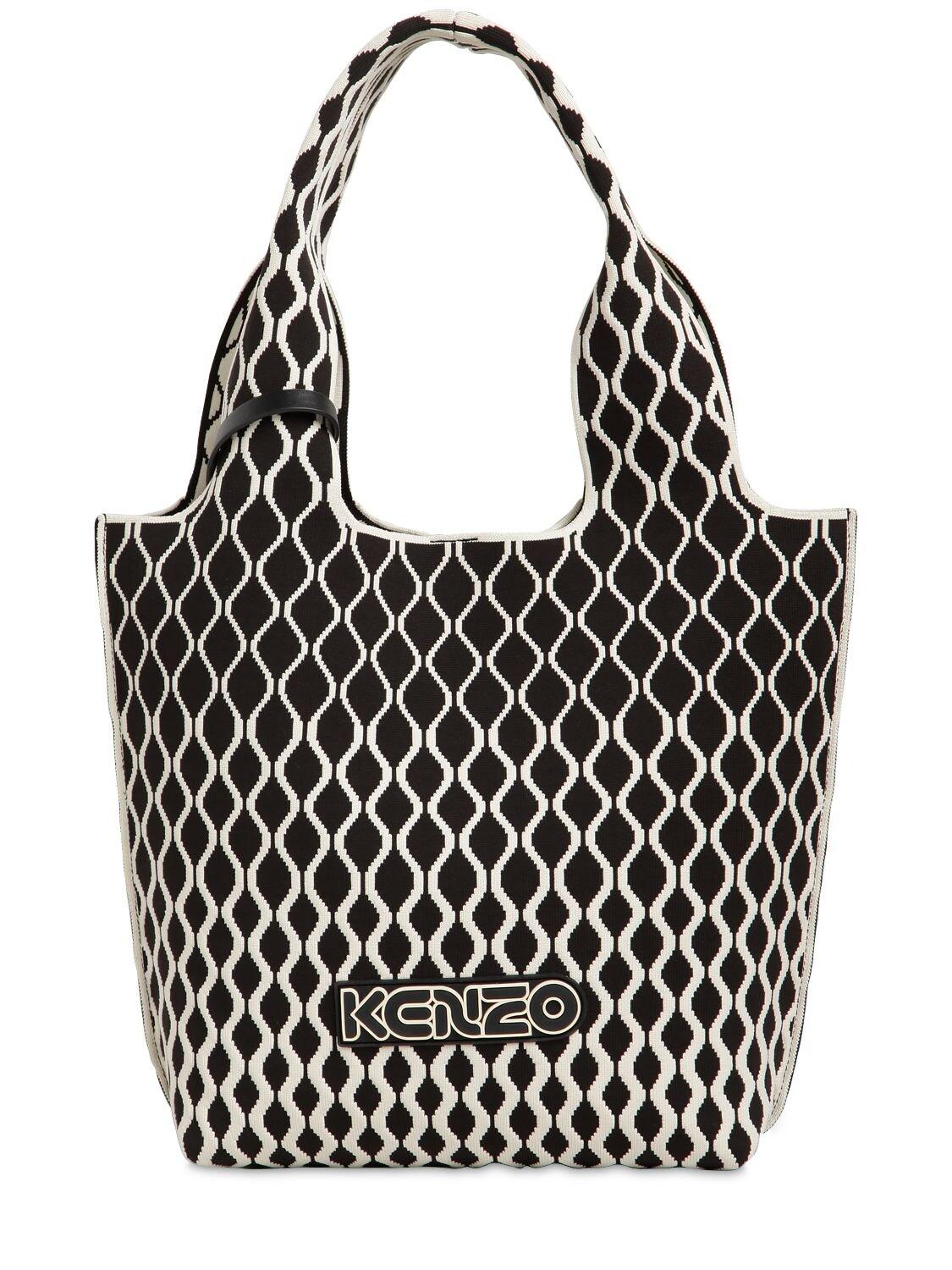 KENZO Flyknit Jacquard Tote Bag in Black | Lyst