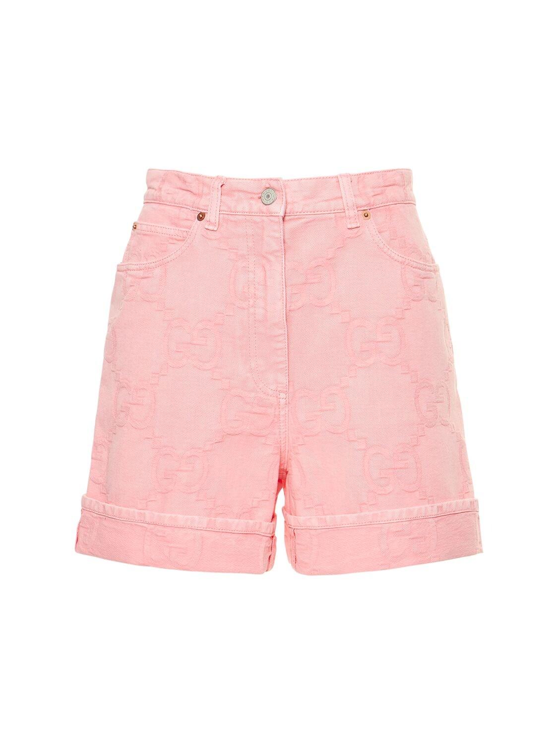 Gucci Cotton Denim Shorts in Light Pink 