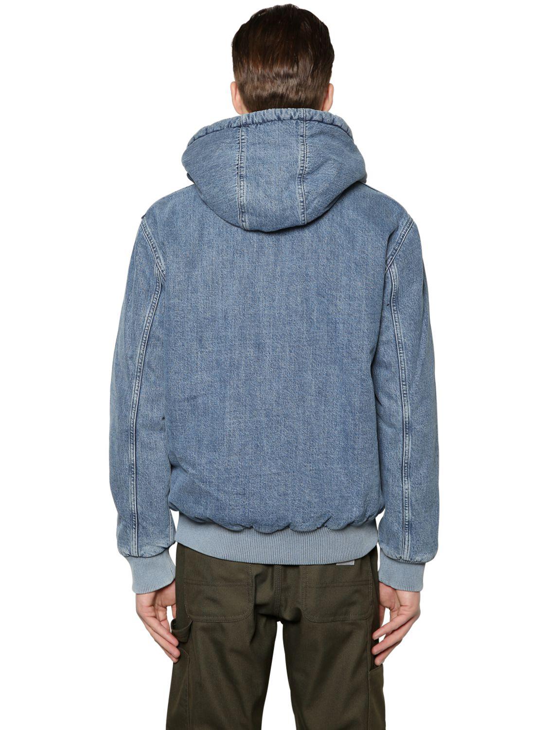 Carhartt Hooded Stone Washed Active Denim Jacket in Blue for Men | Lyst