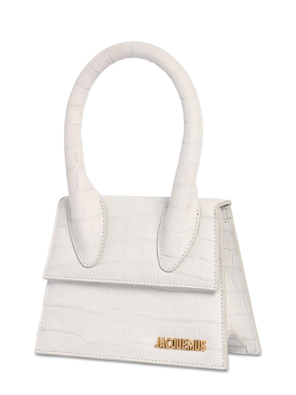 Jacquemus Le Chiquito Moyen Croc Embossed Bag in White | Lyst