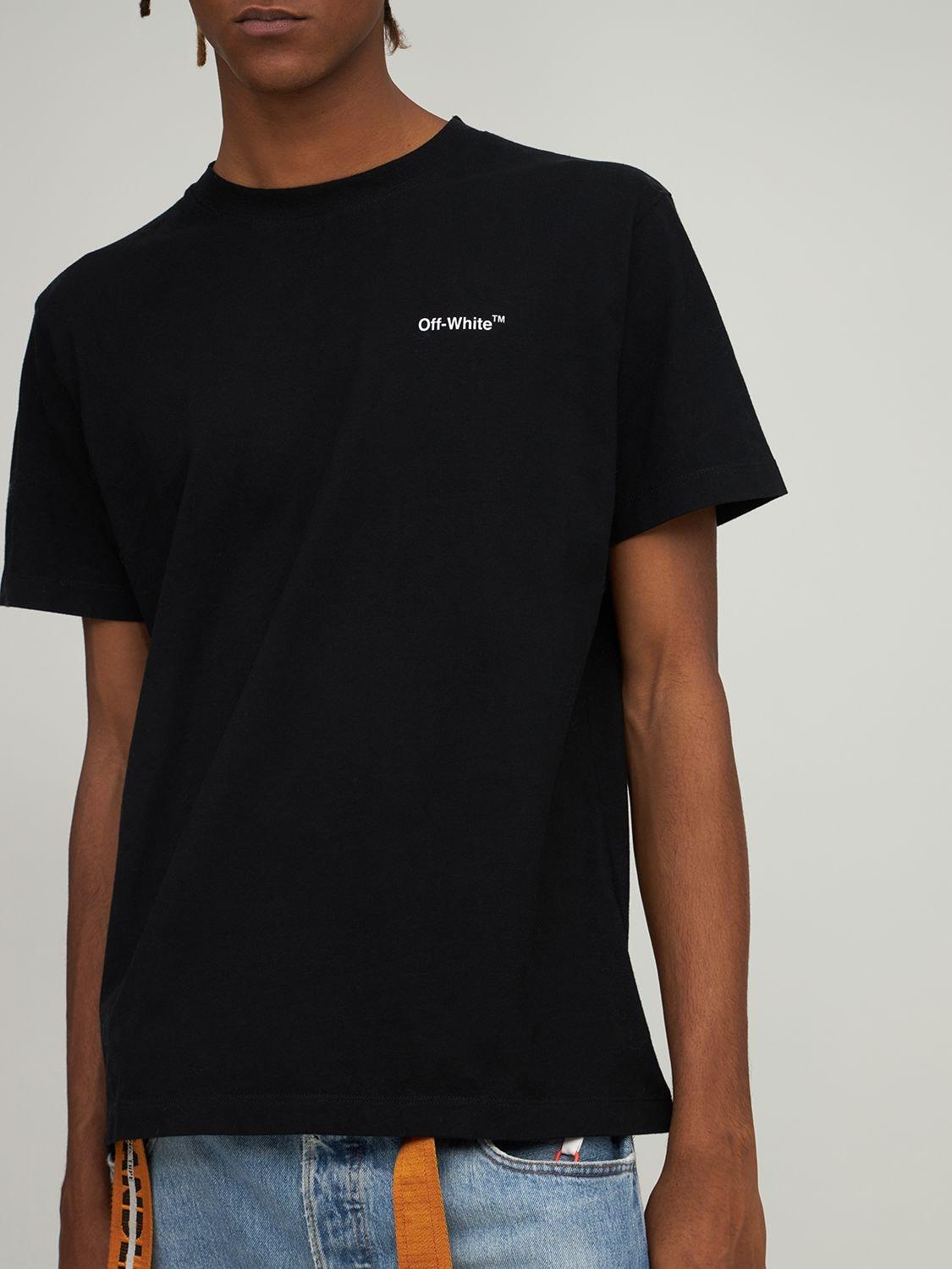 Off-White c/o Virgil Abloh Wave Diag Slim Cotton Jersey T-shirt in Black  for Men | Lyst