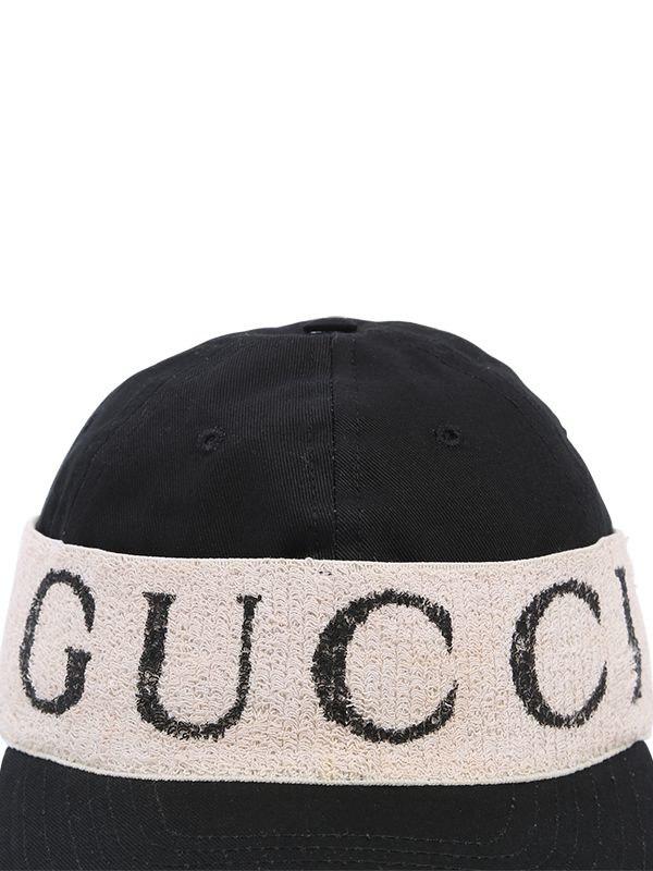 Authentic Gucci Logo Patch La Saison Cotton Bucket Hat Black size M 58 Cm  NWT