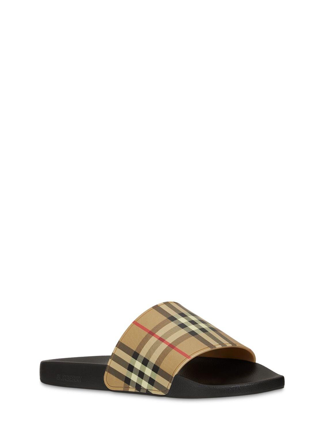 Burberry Rubber Check Slides for Men - Save 50% - Lyst